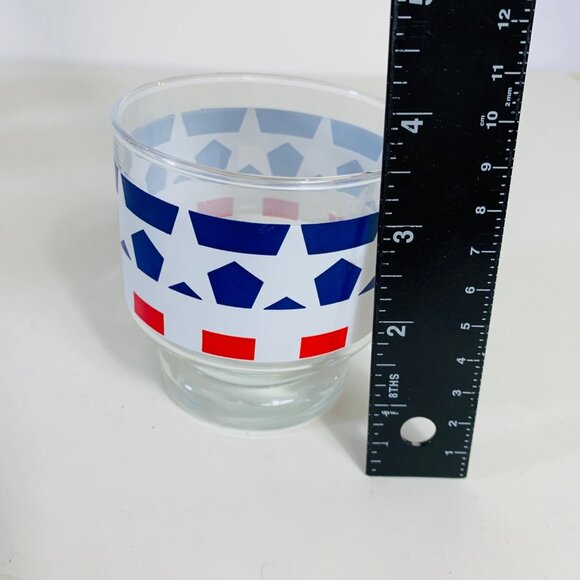 USA Patriotic Pedestal Glasses Set of 4 VTG Red White Blue Star Drinkware Cockta - Picture 8 of 16